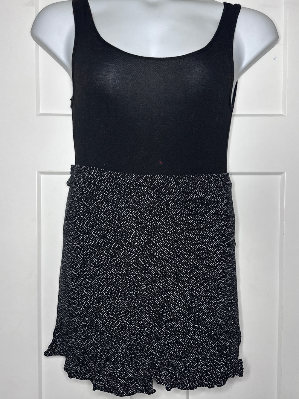 Abercrombie & Fitch Black Mini Skirt with White Microdot Ruffle Hem